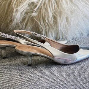 MIA Metallic Silver Slingback Heels